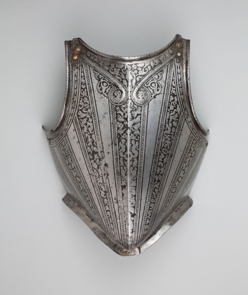 Breastplate, c. 1580/90, Italian, Italy, Steel and brass, Wt. 4 lb. 2 oz.