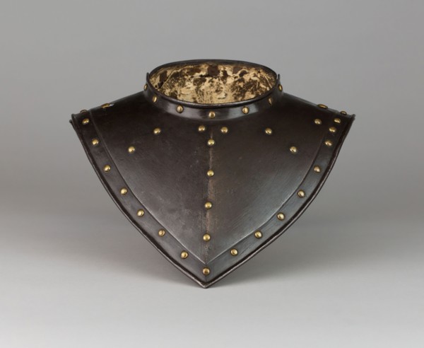 Gorget, 1620/50, German, Germany, Steel, brass, gilding, and leather