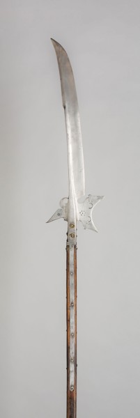 Glaive-Halberd, 1650, German (Bavaria), Germany, Steel, wood (oak), and iron, L. 257.8 cm (101 1/2