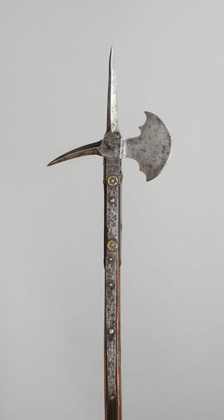 Poleaxe, 1500, Swiss, Switzerland, Steel, brass, and wood (oak), L. 177.8 cm (70 in.)