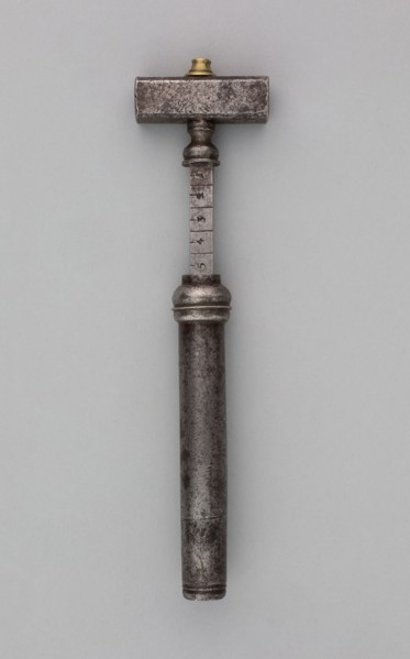 Wheellock Spanner with Powder Measure, 17th century, European, Europe, Iron, L. 12 cm (4 3/4 in.)