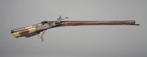 Wheellock Rifle, c. 1725, Johann Casper Rudolph, Austrian, active 1705—1720, Vienna, Walnut, gold,