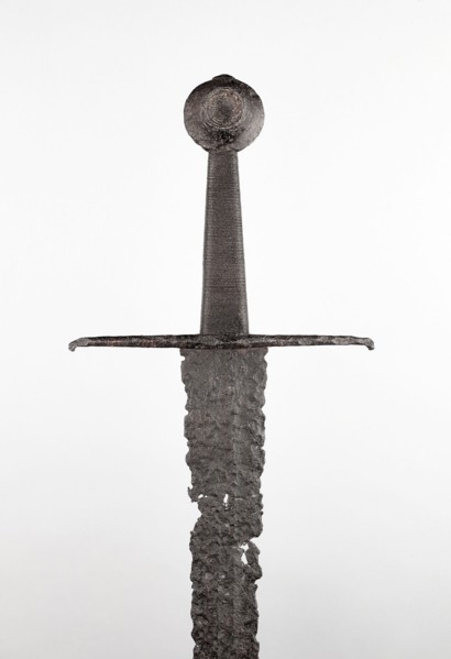 Sword, early 15th century, European, Europe, Iron, steel, wood, and cord, Overall L. 97.8 cm (38