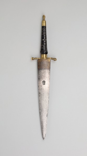 Plug Bayonet, 1686, English, England, Steel, wood, brass, and silver, L. 42.5 cm (16 3/4 in.)