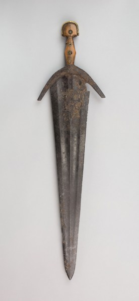 Cinquedea, 19th century (?) in early 16th century Italian style, Italian, Italy, Bone, bronze, and