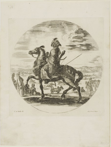Black Horseman, c. 1651, Stefano della Bella, Italian, 1610-1664, Italy, Etching on paper, 190 x