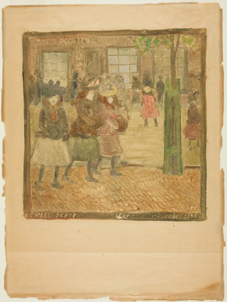 Street Scene, c. 1891–94, Maurice Prendergast, American, 1858-1924, United States, Color monotype