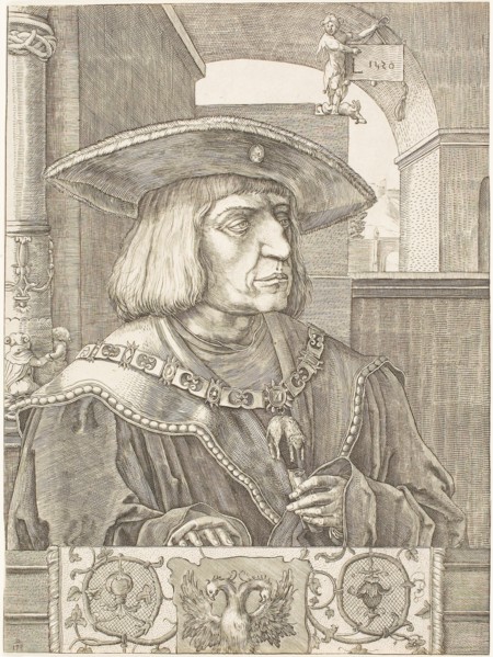 Emperor Maximilian I, 1520, Attributed to Jan Müller (Dutch, 1540-1617), after Lucas van Leyden