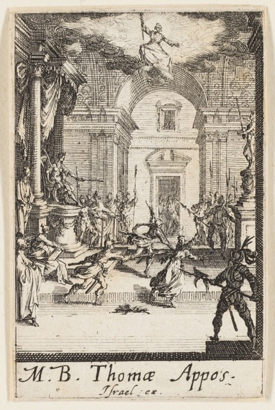 Martyrdom of Saint Thomas, plate six from The Martyrdoms of the Apostles, n.d., Jacques Callot,
