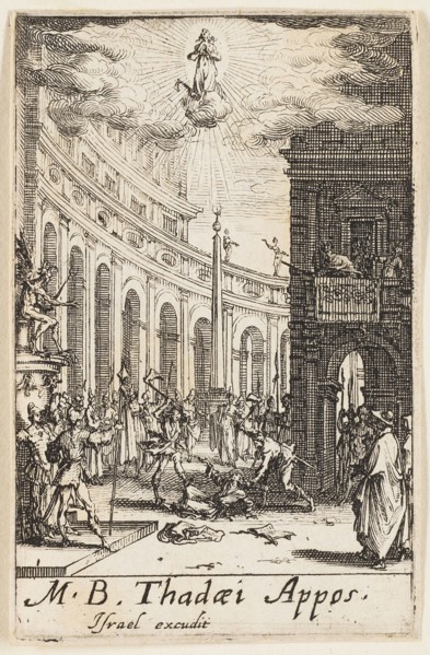 Martyrdom of Saint Thaddeus, plate twelve from The Martyrdoms of the Apostles, n.d., Jacques