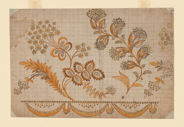 Design for a Woven Textile, 19th century, France, Design on paper, 27.7 × 41 cm (11 7/8 × 16 1/8 in
