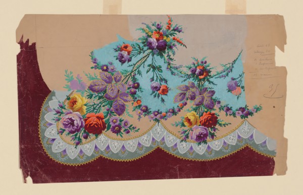 Design for a Printed, Woven, or Embroidered Skirt Border, 19th century, France, Design on paper, 28