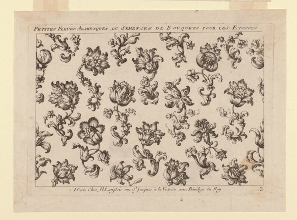 Design for an Embroidered or Woven Textile, 17th century, France, Paris, France, Paper, printed, 20