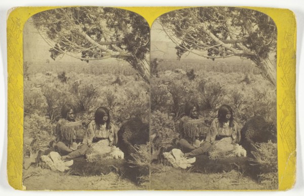 Utah Ute Indian and Lady Courting in N.E. Utah, from the U.S. Topographical and Geological Survey