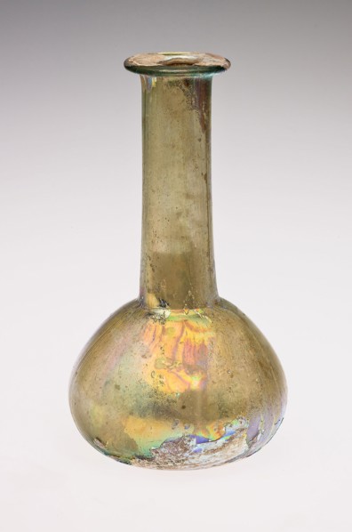 Bottle, 2nd/3rd century AD, Roman, Roman Empire, Glass, core-formed technique, 15.1 × 8.4 × 8.4 cm