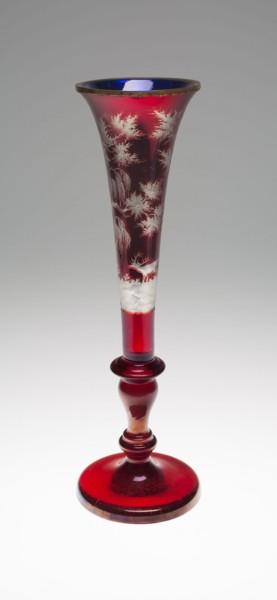 Vase, c. 1850/60, England, Glass and metal, formed in two parts and joined by a gilt metal