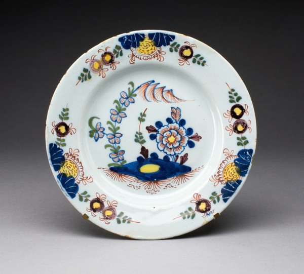 Plate, c. 1750, England, Lambeth, Lambeth, Tin-glazed earthenware (Delftware), Diam. 22.8 cm (9 in