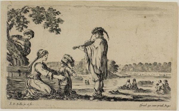 Standing Violinist, from Diverse Figures from the Countryside, 1649, Stefano della Bella, Italian,