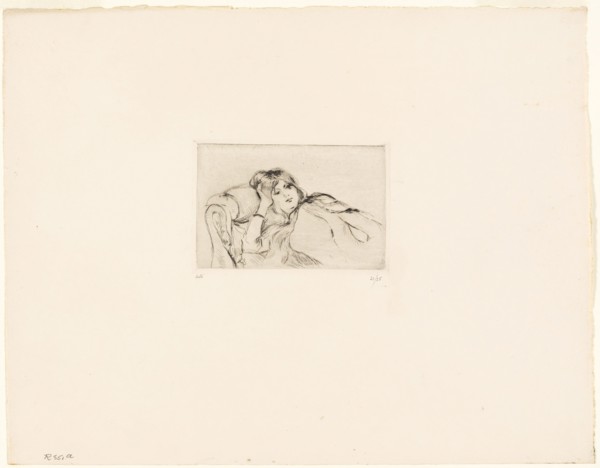 Young Woman at Rest, 1889, Berthe Morisot, French, 1841-1895, France, Drypoint in black on cream