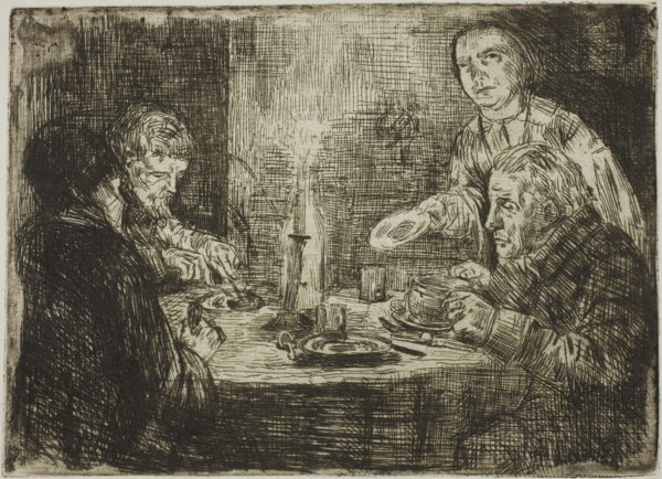 The Supper, 1861, Alphonse Legros, French, 1837-1911, France, Etching on ivory laid paper, 124 ×