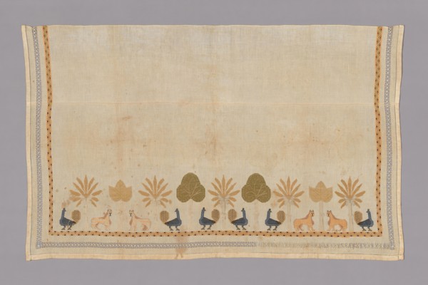 Panel, c. 1880, Possibly Egypt or Turkey, Egypt, Cotton, plain weave, cut and drawnwork embroidered