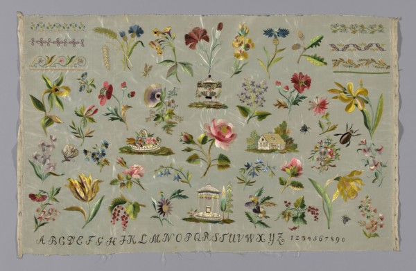 Sampler, 18th century, Possibly Germany or Netherlands, Germany, Silk, plain weave, embroidered