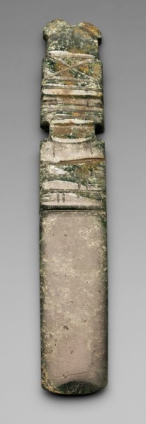 Celt Pendant Depicting an Abstract Figure with a Tall Headdress, A.D. 1/500, Nicoya, Nicoya,