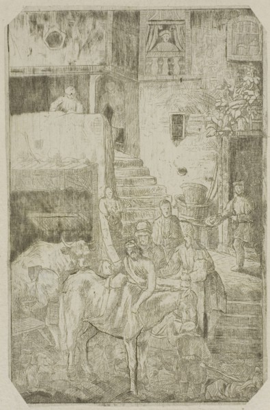 The Good Samaritan, n.d., Rodolphe Bresdin, French, 1825-1885, France, Etching on ivory chine,