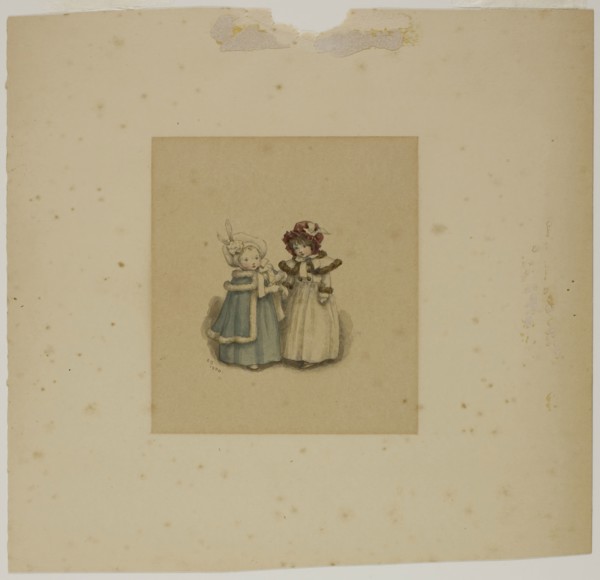 Two Little Girls in Fur-Trimmed Coats, 1900, Kate Greenaway, English, 1846-1901, England,
