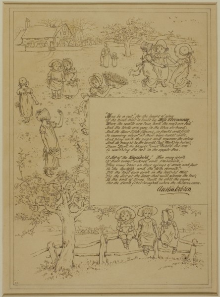 Study for Home-Beauty, c. 1883, Kate Greenaway, English, 1846-1901, England, Pen and brown ink,