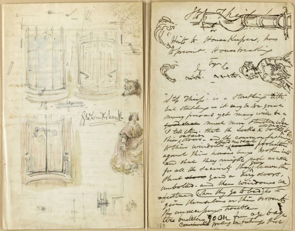 Letter: Stop Thief, 1851, George Cruikshank, English, 1792-1878, England, Signed letter in pen and
