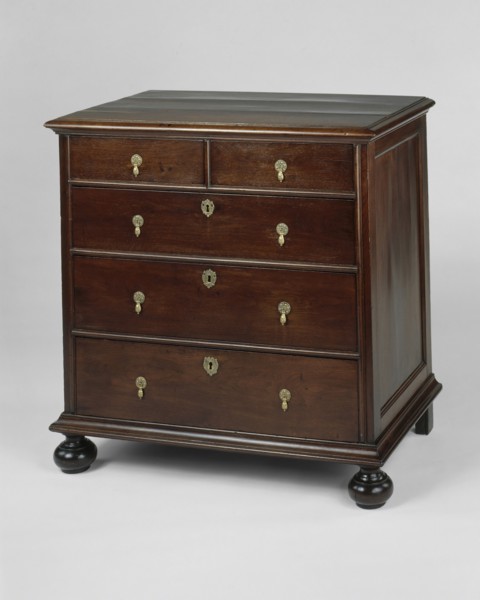 Chest of Drawers, 1700/30, American, 18th century, Pennsylvania, Pennsylvania, Walnut, tulip, and