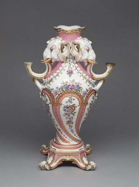 Elephant Candelabrum Vase (Vase à Tête d’Eléphant), 1757/58, Sèvres Porcelain Manufactory, French,