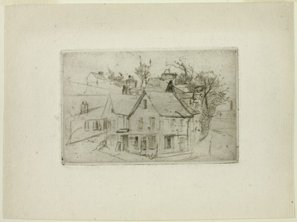 Street Corner in a Village, n.d., Henri-Emile Lessore, French, 1830-1895, France, Drypoint on cream