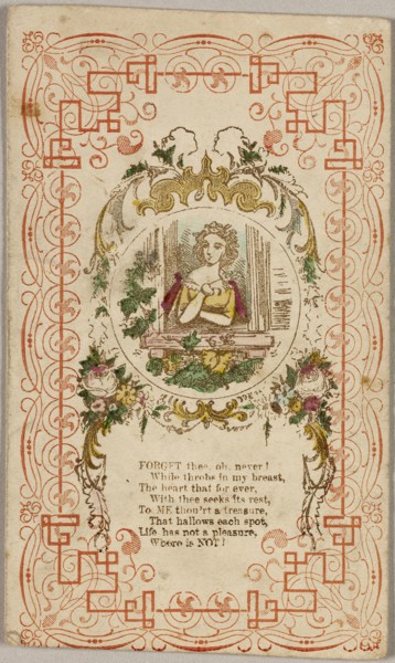 Forget thee, oh. Never! (valentine), 1835/40, Unknown Artist, American or English, 19th century,