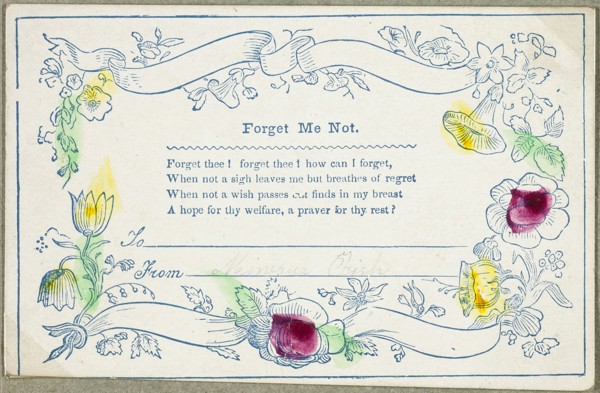 Forget Me Not (valentine), c. 1830, Unknown Artist, American or English, 19th century, United