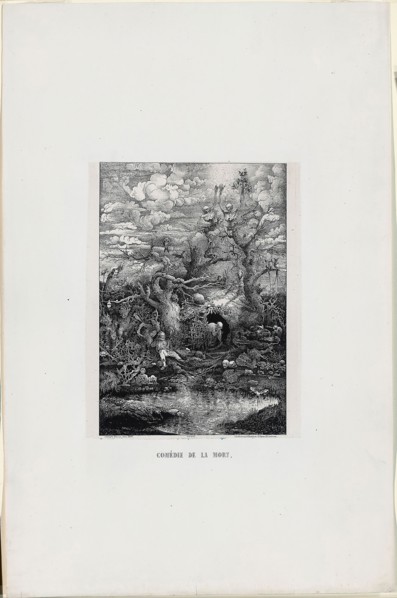 The Comedy of Death, 1854, Rodolphe Bresdin, French, 1825-1885, France, Lithograph in black on