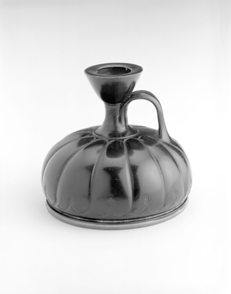Squat Lekythos (Oil Jar), 430/410 BC, Greek, Elis, Greece, terracotta, black-glaze technique with