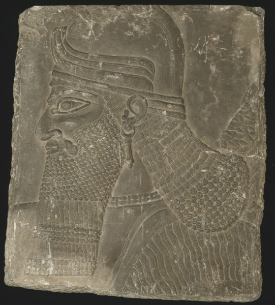 Relief Showing the Head of a Winged Genius, Neo–Assyrian Period, reign of King Ashurnasirpal II