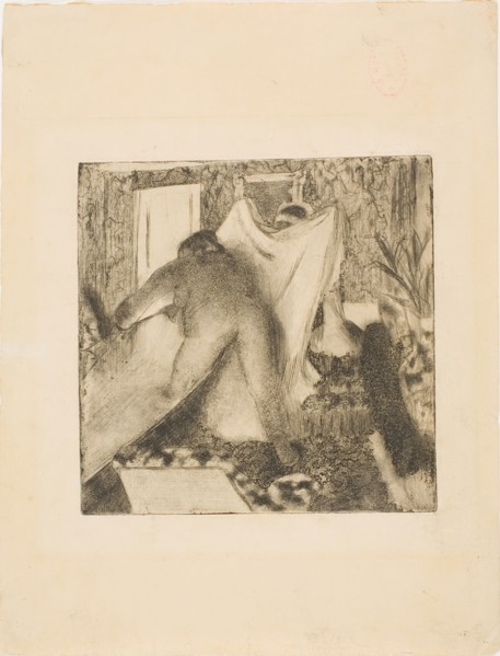 Leaving the Bath, 1879–80, Edgar Degas, French, 1834-1917, France, Drypoint and aquatint in black