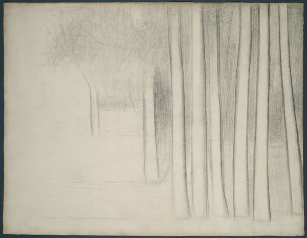 Tree Trunks (study for La Grande Jatte), 1884, Georges Seurat, French, 1859-1891, France, Black