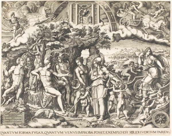 The Judgment of Paris, 1555, Giorgio Ghisi, Italian, 1520-1582, Italy, Engraving on cream laid