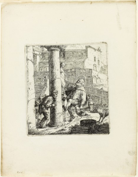 The Blind Beggar Tricked by Lazarillo, n.d., Thomas Wyck, Dutch, 1616-1677, Holland, Etching on
