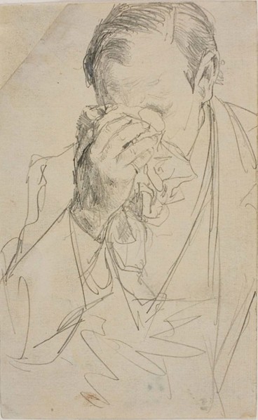 Weeping Man, 1850/59, Adolph Menzel, German, 1815–1905, Germany, Graphite on off-white wove paper,