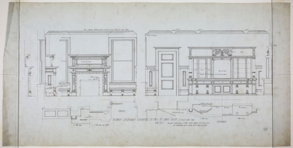 David Lewinsohn House, Chicago, Illinois, Dining Room Elevations and Details, 1898, Fritz Frederick
