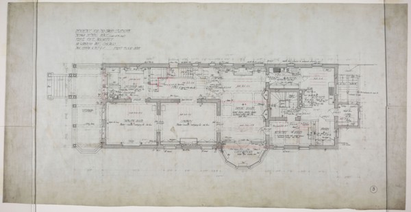 David Lewinsohn House, Chicago, Illinois, First Floor Plan, 1898, Fritz Frederick L. Foltz,