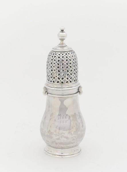 Caster, c. 1735, Andrew Tyler, American, c. 1692/93–1741, Boston, Boston, Silver, 16.2 × 5.7 × 5.7