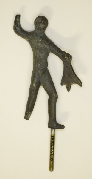 Statuette of Herakles, 4th/3rd century BC, Etruscan, Etruria, Bronze, 7.5 × 5 × 1.25 cm (2 7/8 × 2