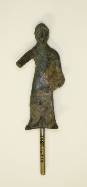 Statuette of a Woman, 4th century BC, Etruscan, Etruria, Bronze, 6.25 × 3 × 1 cm (2 10/16 × 1 1/8 ×