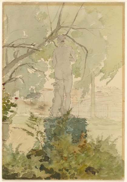 Garden View, c. 1880, Henri Stanislas Rouart, French, 1833-1912, France, Watercolor, over traces of